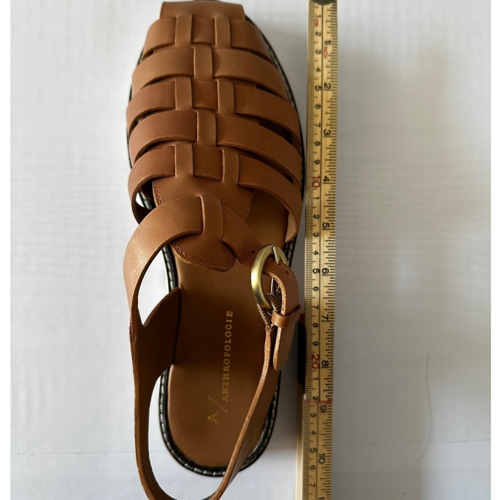 Anthropologie Sandals Woven Leather Fisherman Sport Platform Cognac Size 8-8.5 - Picture 7 of 7